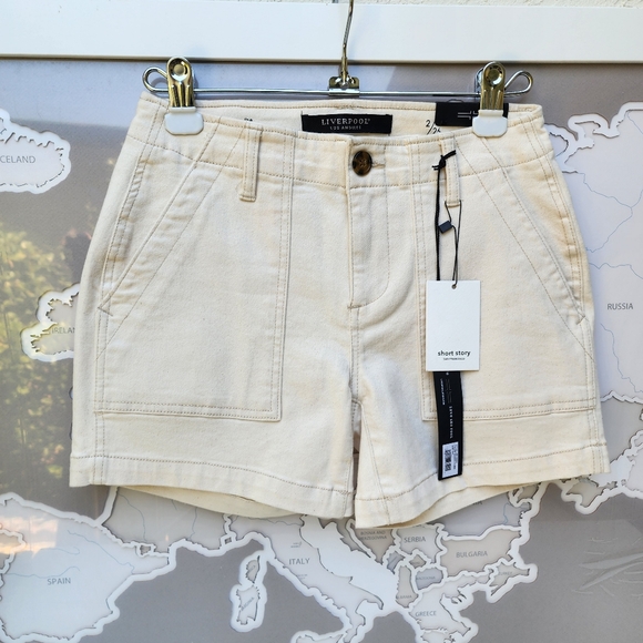 Liverpool Los Angeles Utility Shorts Flap Pockets 4 1/2" Inseam Size 26 NEW - Picture 7 of 13